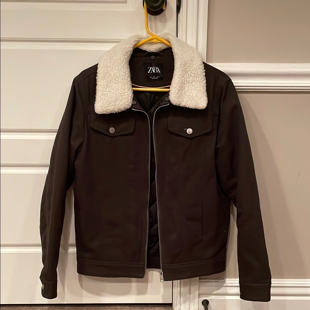 Zara Men's Jacket with White Collar